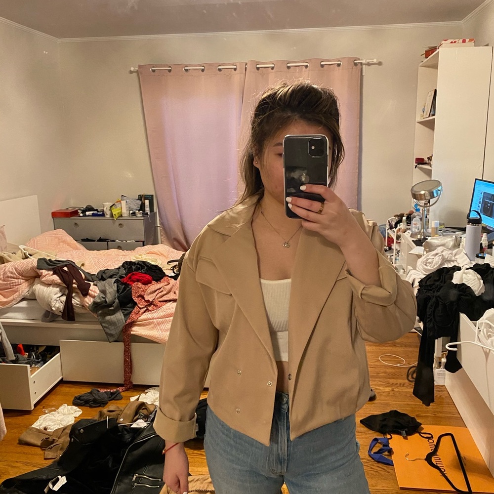 Zara cropped tan jacket